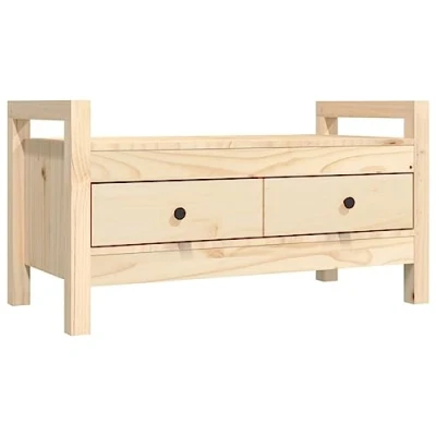Abbildung von Aufbewahrungsbank Massivholz Sitzbank mit 2 Schubladen, Flurbank Beistellbank Schuhbank Sitztruhe Aufbewahrungsschrank für Flur Wohnzimmer Schlafzimmer, 80x40x43 cm