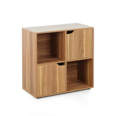 Abbildung von Brigros WeHome Bücherregal für den Eingangsbereich, moderner Würfelschrank, Regal, modernes Design und Farben, Regal Zuhause Büro, CDs (4 Würfel, dunkle Eiche)