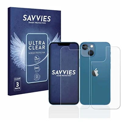 Abbildung von Savvies 6 Stück Schutzfolie für Apple iPhone 13 mini (Display+Rückseite) Displayschutz Folie Ultra Transparent