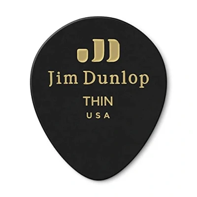 Abbildung von JIM DUNLOP Plektrum Genuine Celluloid Teardrop, 72 Stück, Schwarz, Flexibel