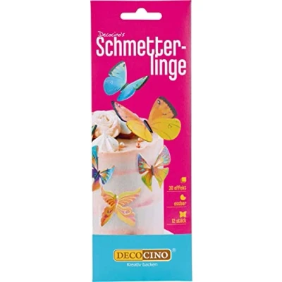Abbildung von Decocino Essbare Schmetterlinge (12 verschied. Motive) hochwertige Tortendeko aus Oblaten mit 3D Effekt als Deko für Kuchen, Muffins, Cup Cakes etc, 4.0 gramm, 25.0 grams