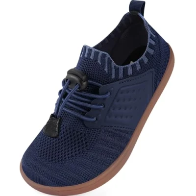 Abbildung von IceUnicorn Barfußschuhe Kinder Breite Zehenbox Knit Jungen Mädchen Hausschuhe Minimal Kleinkind Walking Schuhe Minimalistische Atmungsaktiv(Dunkelblau, 28EU)