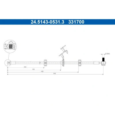 Abbildung von ATE 24.5143 0531.3 Bremsschläuche 540 M10x1 MERCEDES BENZ: ML Klasse
