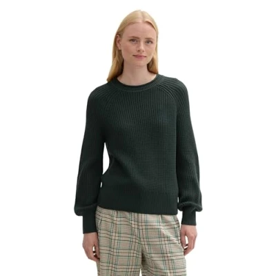 Abbildung von TOM Tailor Denim MIT Leichten BALLONÄRMELN Strickpullover, Damen, Größe: Medium, Dark gable green