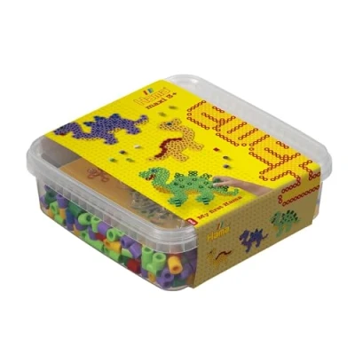 Abbildung von Hama Perlen Bastelperlen Bügelperlen maxi + Stiftplatte &quot;Dinosaurier&quot;, in Box