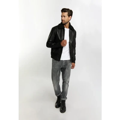 Abbildung von DREIMASTER Vintage Herren Lederjacke M / Schwarz 100% Ziegenleder