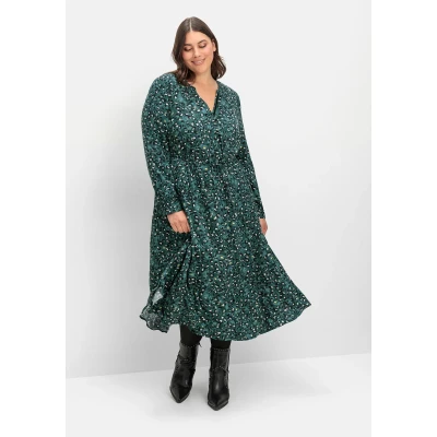 Abbildung von Sheego Freizeitkleid, Damen, Größe: 42, Tiefgrün gemustert