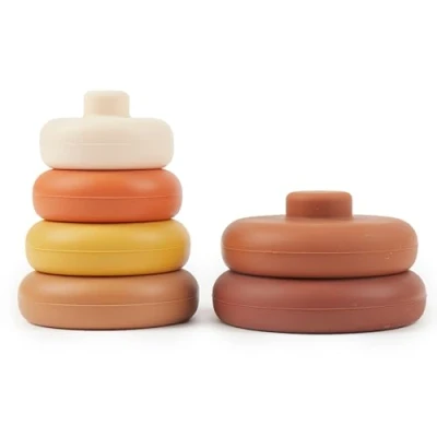 Abbildung von Bieco Silikon baby Stapelturm Chocolate Bliss ab 1 Jahr Stapelbecher bpa frei Stapelspielzeug Stapelsteine Mädchen Spielzeug