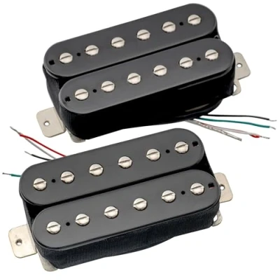 Abbildung von Artec HBBA TBN Alnico 5 Uncovered Humbucker Tonabnehmer Hals Steg Pickups Set für E Gitarre, Schwarz