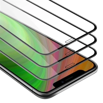 Abbildung von Cadorabo 3x Vollbild Panzer Folie kompatibel mit Apple iPhone XR Schutzfolie in TRANSPARENT SCHWARZ 3er Pack Gehärtetes (Tempered) Display Schutzglas 9H Härte 3D Touch