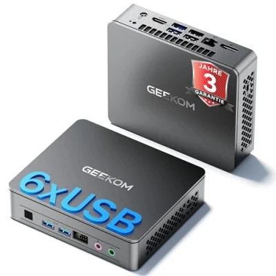 Abbildung von GEEKOM Mini PC Air 12 Lite 12th Gen Intel N100 (4 Kerne, 4 Threads) Windows 11 Pro, DDR4 8GB+256GB SSD Computer mit WiFi 5/Bluetooth 5.1/4K 2 Displays, für Zuhause/Geschäft/Schule