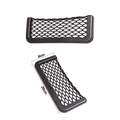 Abbildung von Car Trunk Storage Net, 2 Pack 20 cm/7.87in X 8 cm/3.14in Black Magic selbstklebend Ablagenetz Elastic String Netz Mesh Tasche für Handy Geldbörse Schlüssel Kleine Dinge