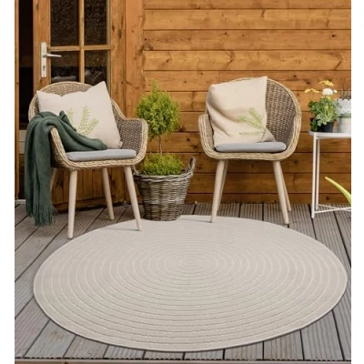 Abbildung von Mia&#039;s Teppiche &quot;Zoey hochwertiger Wohnzimmer Schlafzimmer Teppich Creme in 160 cm Rund aus Polypropylen