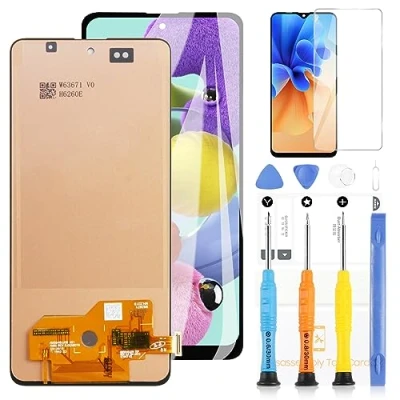 Abbildung von LADYSON LCD Bildschirm für Samsung Galaxy A51 A515F SM A515F/DS Touchscreen Montage Ersatz Glas Digitizer mit Werkzeugen (INCELL Schwarz)