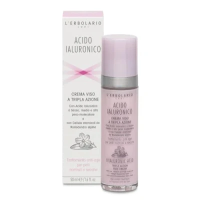 Abbildung von L&#039;Erbolario, Gesichtscreme mit Hyaluronsäure, Geeignet für Normale und Trockene Haut, Dreifachwirkung, Anti Aging Wirkung, Größe: 50 ml