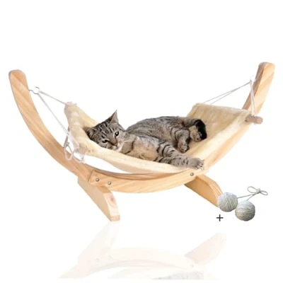 Abbildung von Rohrschneider Katzenliege Katzenhängematte Cat Relax, Schlafplatz Katzenbett Katzenkorb, beige