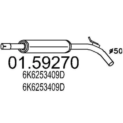 Abbildung von MTS 01.59270 Mittelschalldämpfer 970 SEAT: Ibiza 2, Cordoba I Limousine, Vario, VOLKSWAGEN: Polo III Classic, Variant