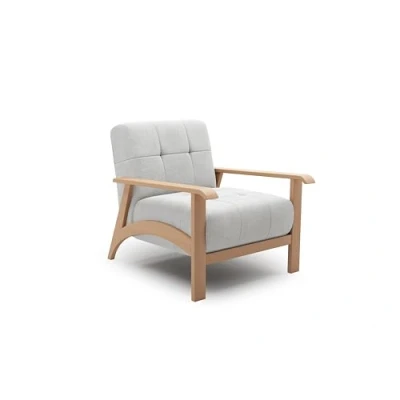 Abbildung von Cavadore Sessel Billan / Polstersessel im skandinavischen Design mit massivem Holzgestell in Buche 78 x 88 106 Mehrfarbiger Strukturstoff, Hellgrau