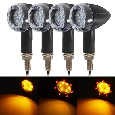 Abbildung von NATGIC 4 STÜCKE Universal Motorrad Blinker Mini Bullet Side Marker Bremslicht Rücklicht Lampe Lauflicht Schwarz