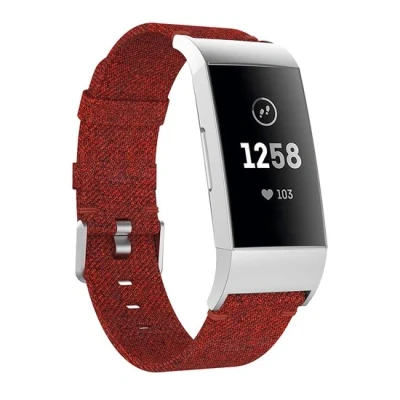 Abbildung von Fitbit Charge 3 &amp; 4 Nylonband Dunkelrot