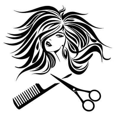 Abbildung von PMSMT 2 x Auto Aufkleber Frau Schönheit Friseur Haar Salonvinyl schwarz/silber Autoaufkleber 15,3 cm 15 schwarz
