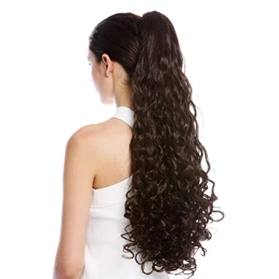 Abbildung von WIG ME UP N440 V 6 Haarteil Zopf Pferdeschwanz Locken lockig sehr lang 60 cm Braun