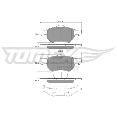 Abbildung von TOMEX brakes TX 15 30 Bremsbelagsatz Vorderachse mit Zubehör CHRYSLER: Voyager 4, Grand IV, / 3