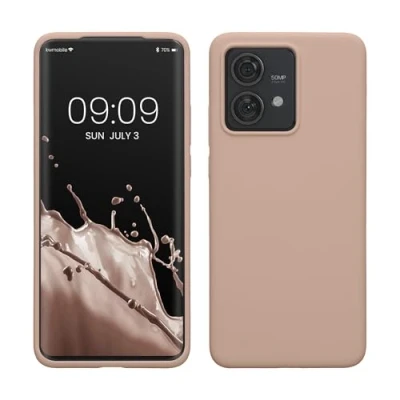 Abbildung von kwmobile Hülle kompatibel mit Motorola Edge 40 Neo Silikon Handy Case Handyhülle weiche Oberfläche kabelloses Laden Altrosa