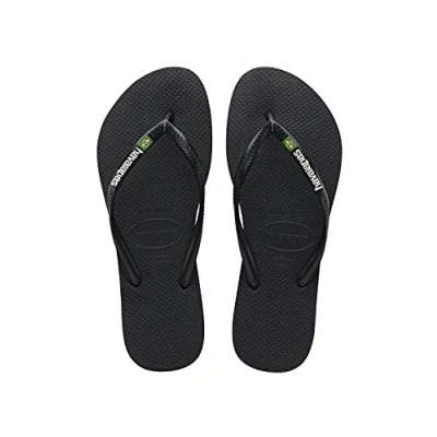 Abbildung von Havaianas Slim Brasil Logo, Bequeme, Robuste und Leichte Badelatschen für Frauen, Hommage an Brasilien, Flagge auf Riemen Sohlen
