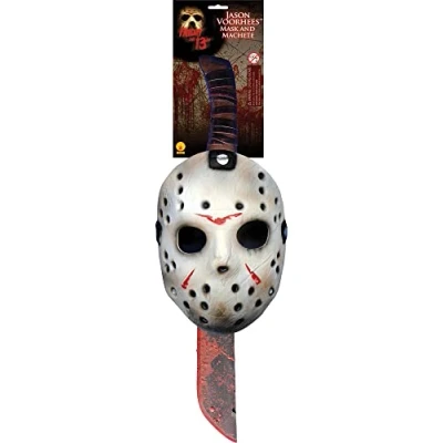 Abbildung von RUBIE&#039;S Maske und Machete von Jason? aus Freitag der 13.? Halloween