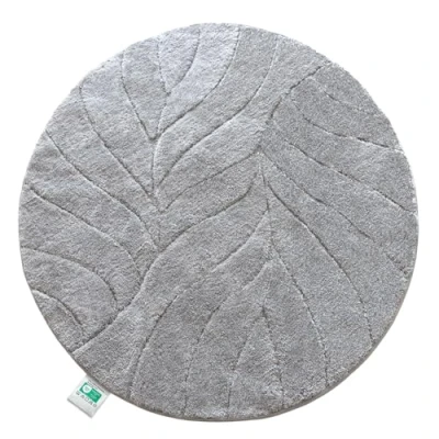 Abbildung von Floordirekt Badteppich extra flauschig &amp; schnelltrocknend Badezimmerteppich mit rutschhemmender Rückseite Badematte Duschvorleger (Maris) (Silber, rund 120 cm)