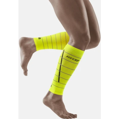Abbildung von CEP THE RUN Compression Refelctive CALF Sleeves MADE IN Germany Beinwärmer, Herren, Größe: Large, Neon yellow