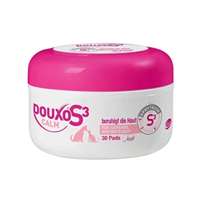 Abbildung von Douxo S3 Calm Pads für Hunde &amp; Katzen Baumwoll Pflege juckende, gereizte und empfindliche Haut Hautberuhigend Feuchtigkeitsspendend Allergiker geeignet 30 Stück