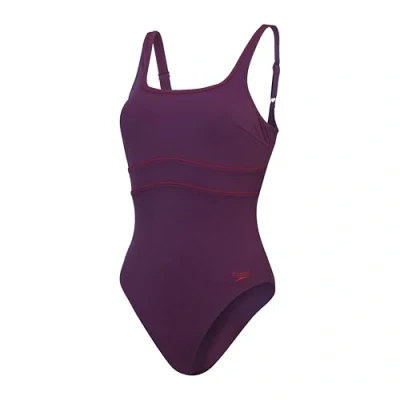 Abbildung von Speedo Formender ContourEclipse Badeanzug Shapewear Schwimmbekleidung für Strand und Urlaub Damen, Plum Dandy/Baskenrot, 32