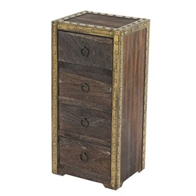Abbildung von Mendler Kommode Duran, Schubladenkommode Schrank, 4 Schubladen 70x33x26cm Shabby Look Vintage braun