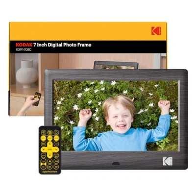 Abbildung von 7 Zoll Digitale Bilderrahmen KODAK, Elektronischer Fotorahmen, IPS Bildschirm, Foto/Musik/Video Player/Kalender/Alarm, Unterstützung USB Oder SD Karte, Automatisch Drehende, mit Fernbedienung