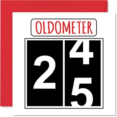 Abbildung von Stuff4 Lustige Karten zum 25. Geburtstag für Männer und Frauen Oldometer Glückwunschkarte Sohn, Tochter, Bruder, Schwester, 145mm Grußkarten, Karte