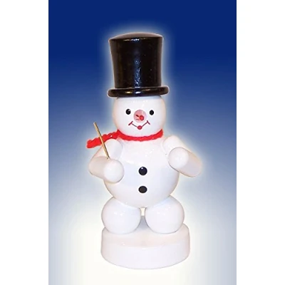 Abbildung von Rudolphs Schatzkiste Weihnachtsdekoration Schneemann Dirigent Höhe 8cm NEU Schnee Eismann Winterfigur Winterdekoration Figur Holz Seiffen Erzgebirge Dekoration Weihnachten