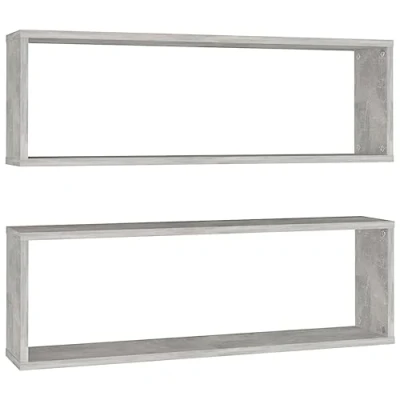 Abbildung von vidaXL 2X Würfelregal Wandregal Hängeregal Cube Lounge CD Regal Dekoregal Bücherregal Schweberegal Wandboard Regalwürfel Betongrau 80x15x26,5cm Holzwerkstoff
