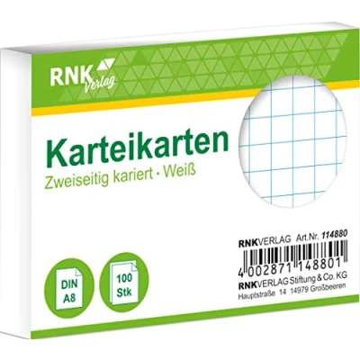 Abbildung von RNK Karteikarten A8 kariert weiß VE=100 Stück