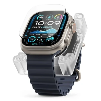Abbildung von Ringke Easy Slide Glass [2 Stück] Kompatibel mit Apple Watch Ultra 2/1 49 mm Panzerglas Schutzfolie Installationstool, HD Qualität Kratzfest 9H Härte Gehärtetes Glas Displayschutz