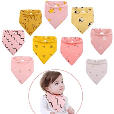 Abbildung von Viedouce Lätzchen Baby 9 Stück,Baby Dreieckstuch, Halstuch mit Verstellbares Druckknopf, Sabberlätzchen für Junge,Mädchen und Neugeboren,Baumwolle &amp; Absorbierende