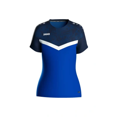 Abbildung von JAKO ICONIC T Shirt Royal Marine, Gr.44 Funktionsshirt Damen Kurzarm, Nachhaltiges Sport aus 100% recyceltem Polyester, Feuchtigkeitstransportierend und atmungsaktiv
