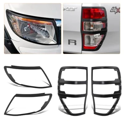 Abbildung von JHCHAN Scheinwerferabdeckung und Rücklichtabdeckung für Ford Ranger 2012 2022 Wildtrak Raptor XL XLT Limited Platinum Tremor T6 T7 T8 MK1 MK2 MK3 (2012 2014 Rücklicht Scheinwerfer Satz)