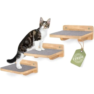 Abbildung von WOOWOOD® Kletterwand Katzen Katzentreppen 3er Set Katzentreppe Wand Katzenleiter Katzenwand Klettern Catwalk Katze XL