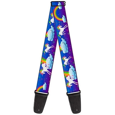 Abbildung von Gitarrengurt von Buckle Down 34 60&quot; Unicorns/Rainbows/Stars Blue/Purple