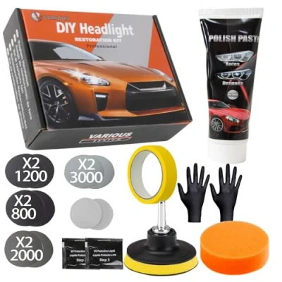 Abbildung von various Auto Scheinwerfer Restauration Kit Polieren Scheinwerfer, Restaurator Vergilbte oder abgenutzte professionelle Reinigungswerkzeuge