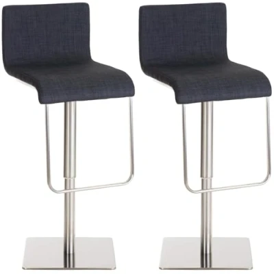 Abbildung von CLP 2er Set Barhocker Limon Mit Stoff Bezug, Farbe:dunkelgrau, Gestell Farbe:Edelstahl