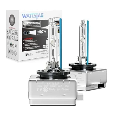 Abbildung von Wattstar Scheinwerferlampen, D3S 35W 8000K Cool White Außenglühlampen, Xenon HID Scheinwerferlampe, IP68 wasserdicht, Geeignet für wechselhaftes Wetter.…