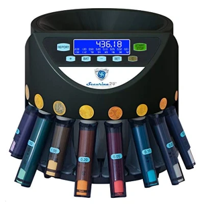 Abbildung von Automatischer Euro Münzzähler &amp; sortierer Geldzählmaschine SR1200LC mit Abhülsung Geldzähler Münzzählautomat Securina24 (schwarz Whitelabel BWB)